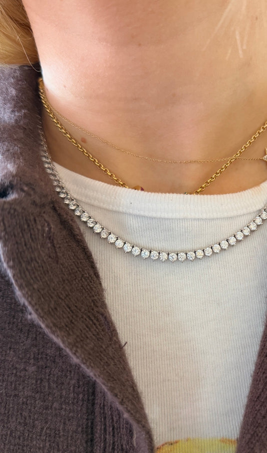 Three Prong Tennis Necklace