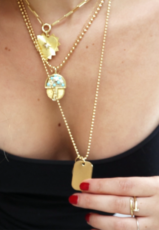 Dog Tag and Evil Eye Necklace