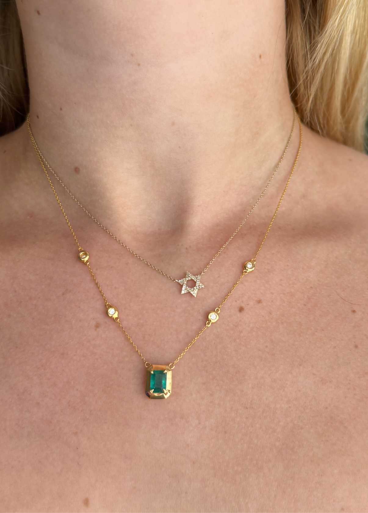 18k Gold Emerald/ Diamond Necklace