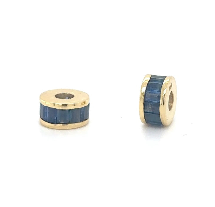 14k Gold Baguette Rondelle Charms