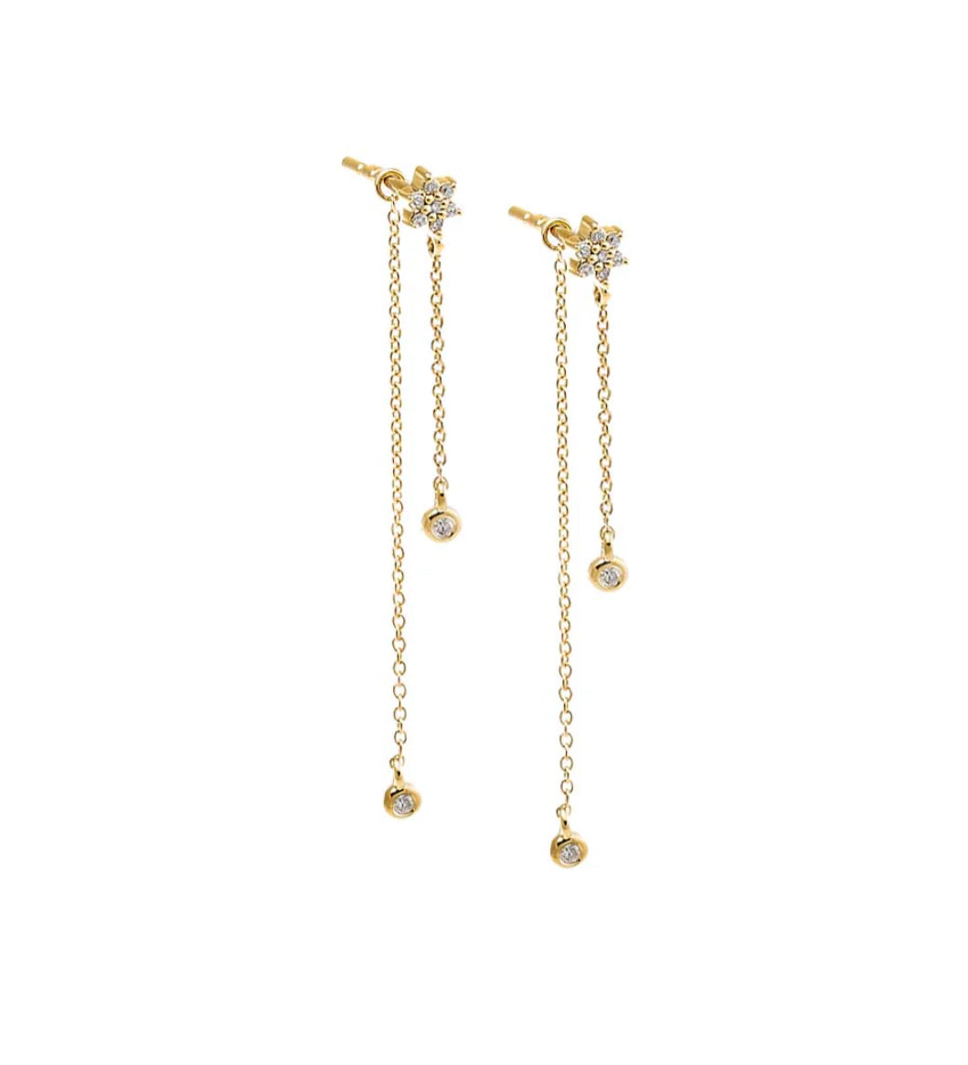 14k gold Flower Droplet Earrings