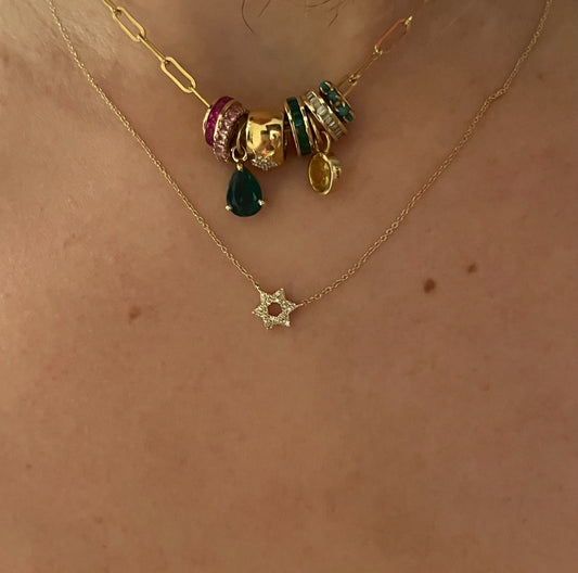 Diamond and 14k gold Star of David Necklace
