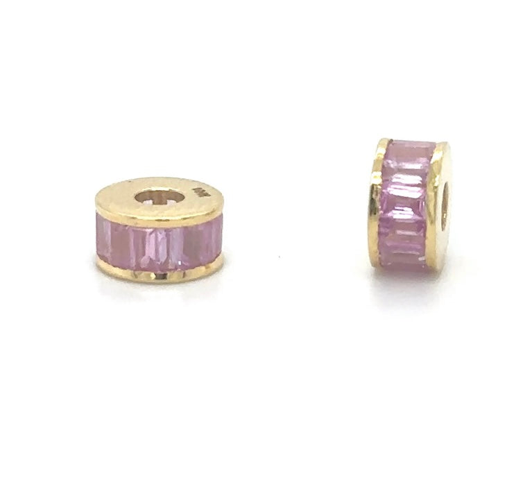 14k Gold Baguette Rondelle Charms