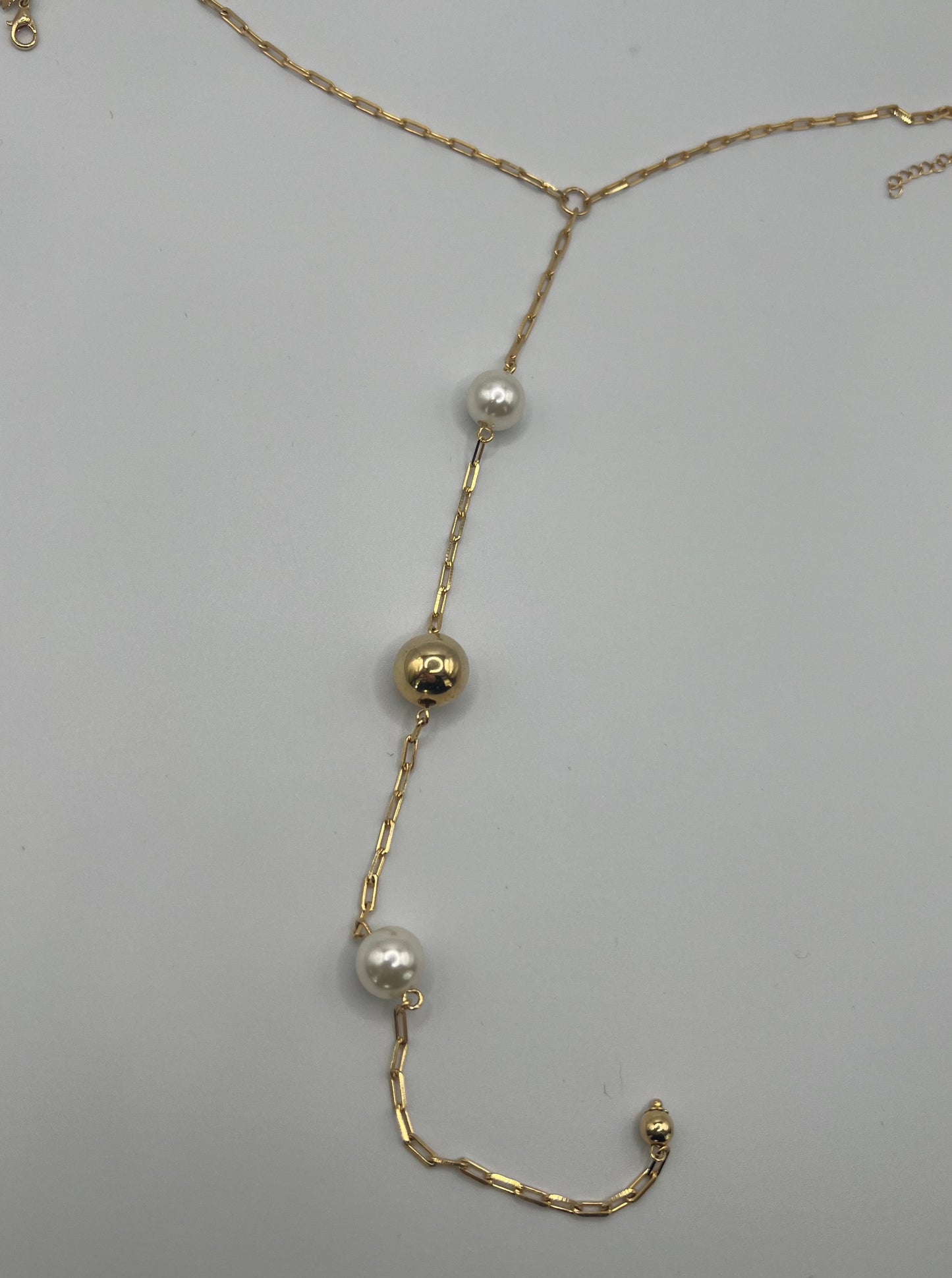 Lariat Pearl & Ball necklace