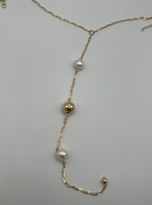 Lariat Pearl & Ball necklace