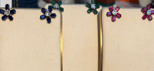 Flower and Diamond Earrings