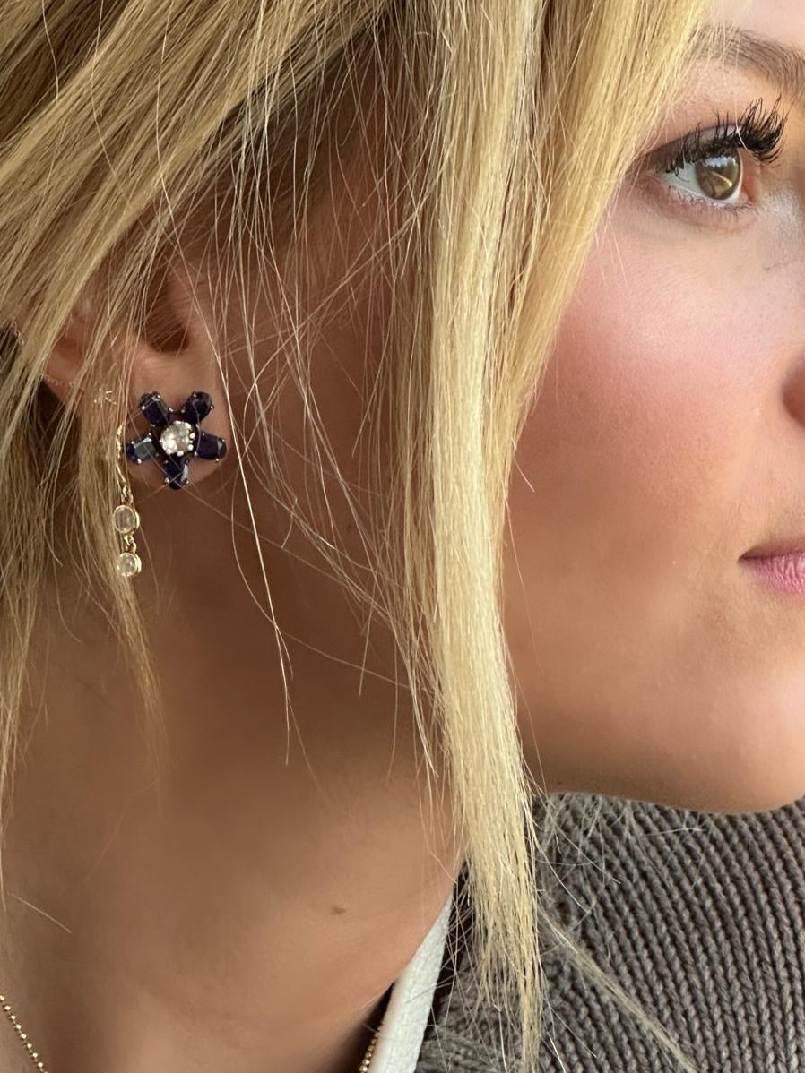 Flower and Diamond Earrings