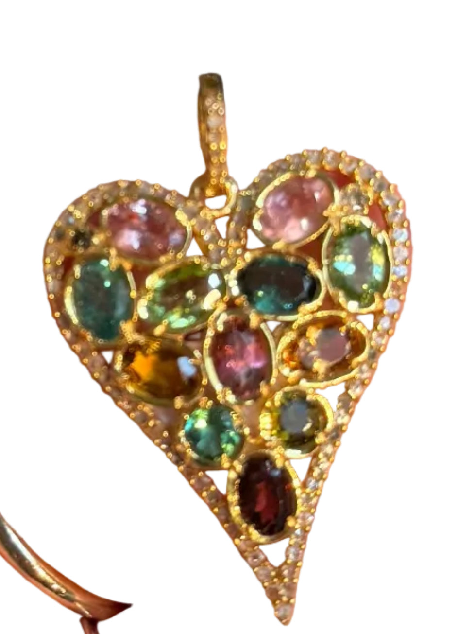 Diamond and Tourmaline Heart Charm