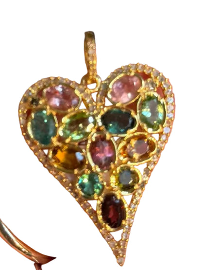 Diamond and Tourmaline Heart Charm