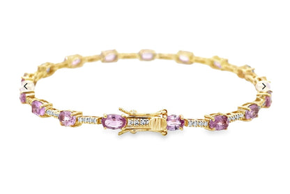 14k Gold Pink Sapphire and Diamond bracelet