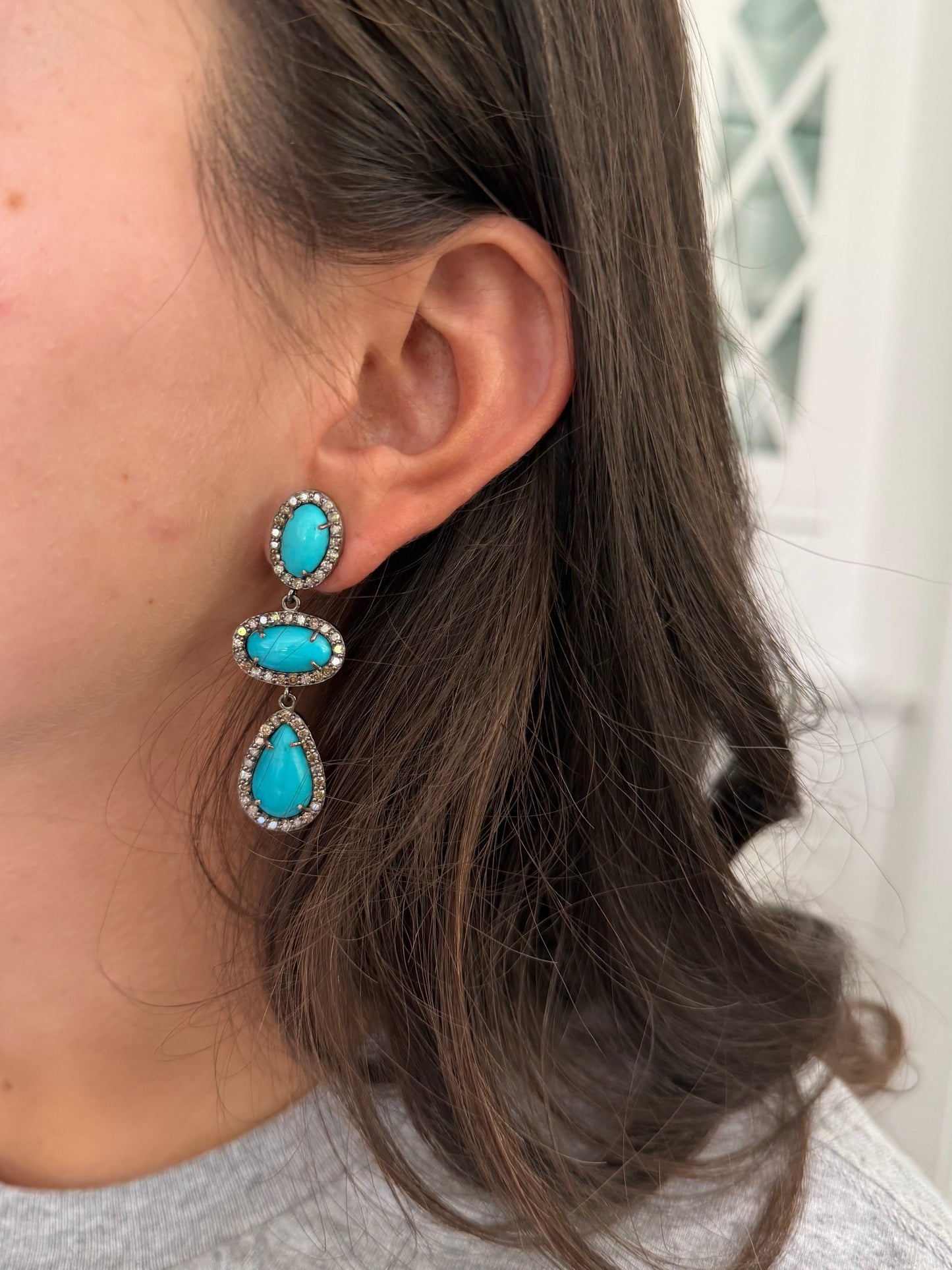 Turquoise Retro Drop Earrings
