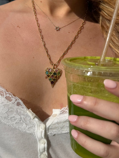 Diamond and Tourmaline Heart Charm