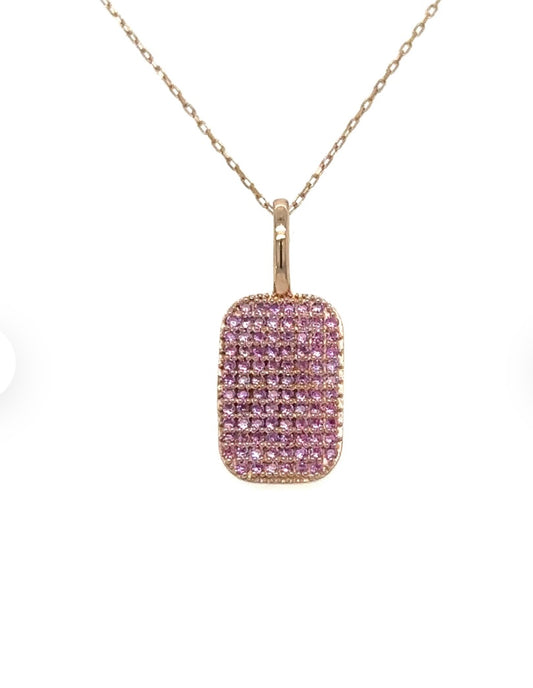 Rose Gold Pink Sapphire Mini Dog Tag Charm