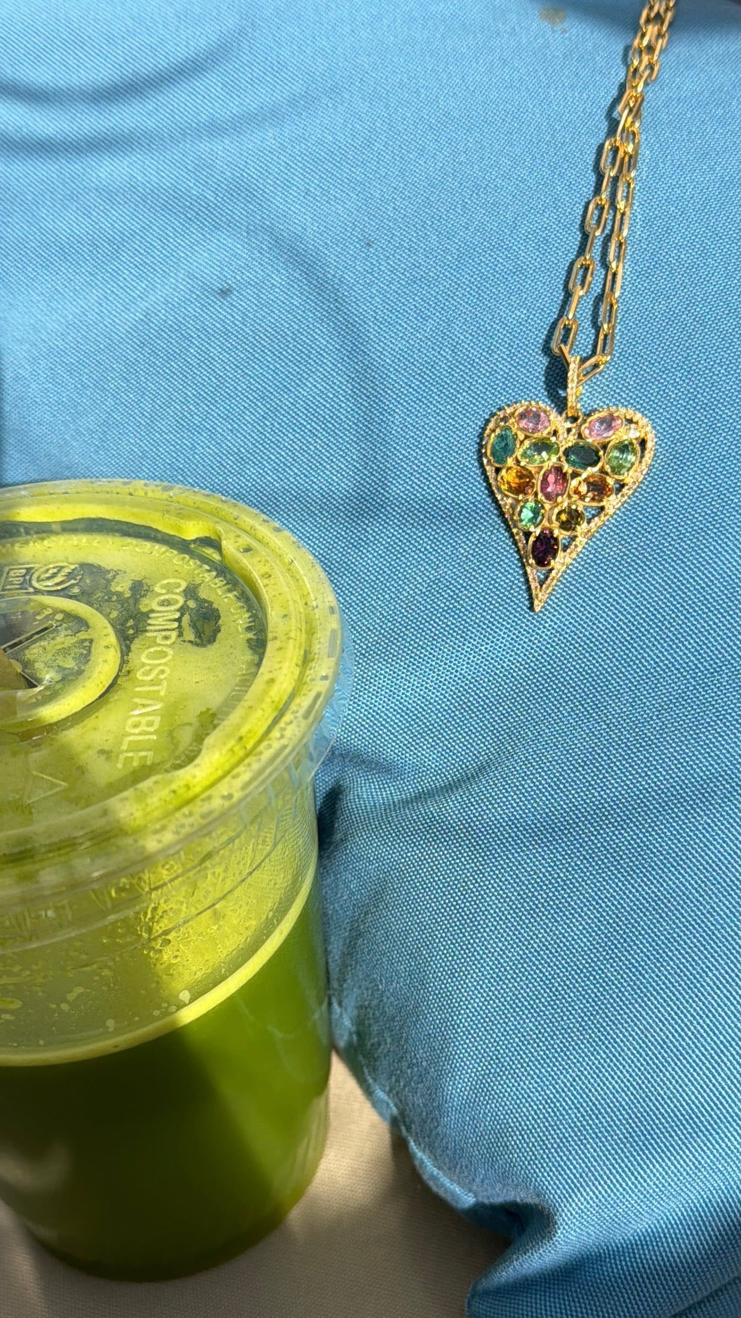 Diamond and Tourmaline Heart Charm