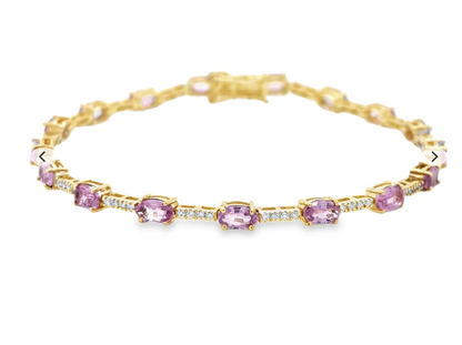 14k Gold Pink Sapphire and Diamond bracelet