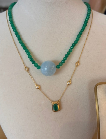 Aquamarine and Green Agate Choker
