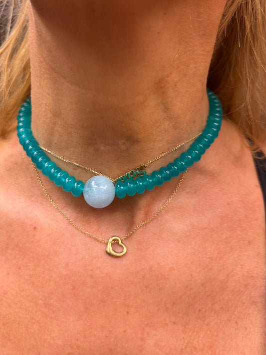 Aquamarine and Blue Agate Necklace