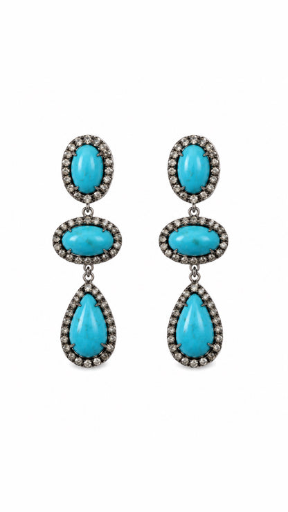 Turquoise Retro Drop Earrings