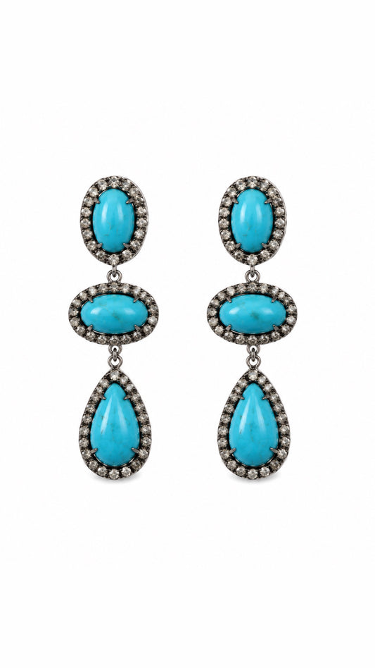 Turquoise Retro Drop Earrings