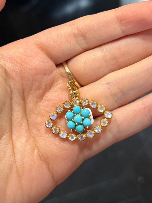 Moonstone and Turq Evil Eye Charm