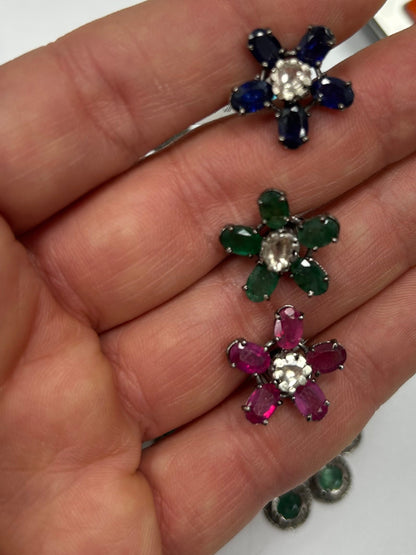Flower and Diamond Earrings