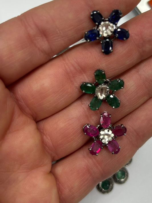 Flower and Diamond Earrings