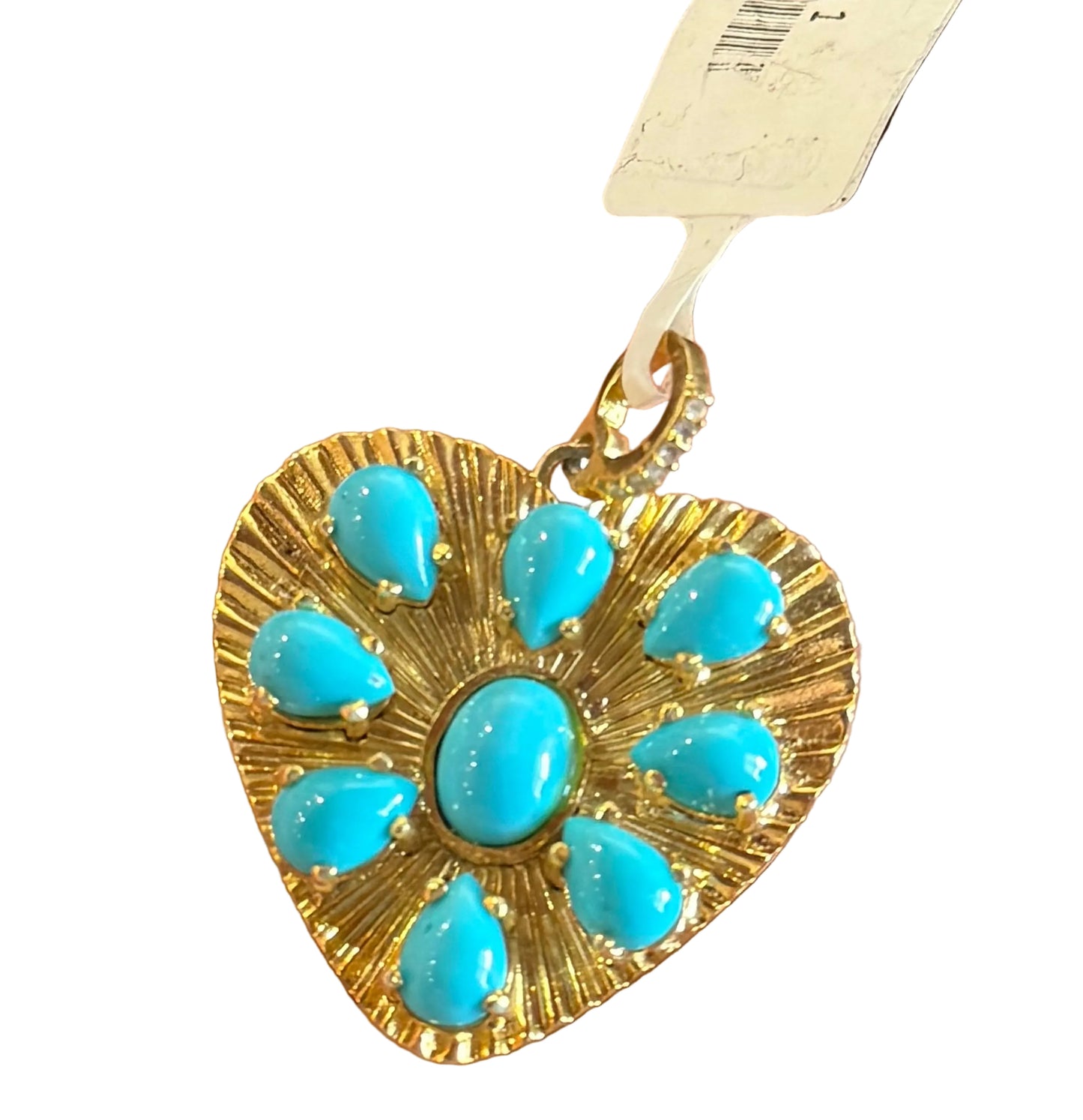 Turquoise Etched Heart Charm