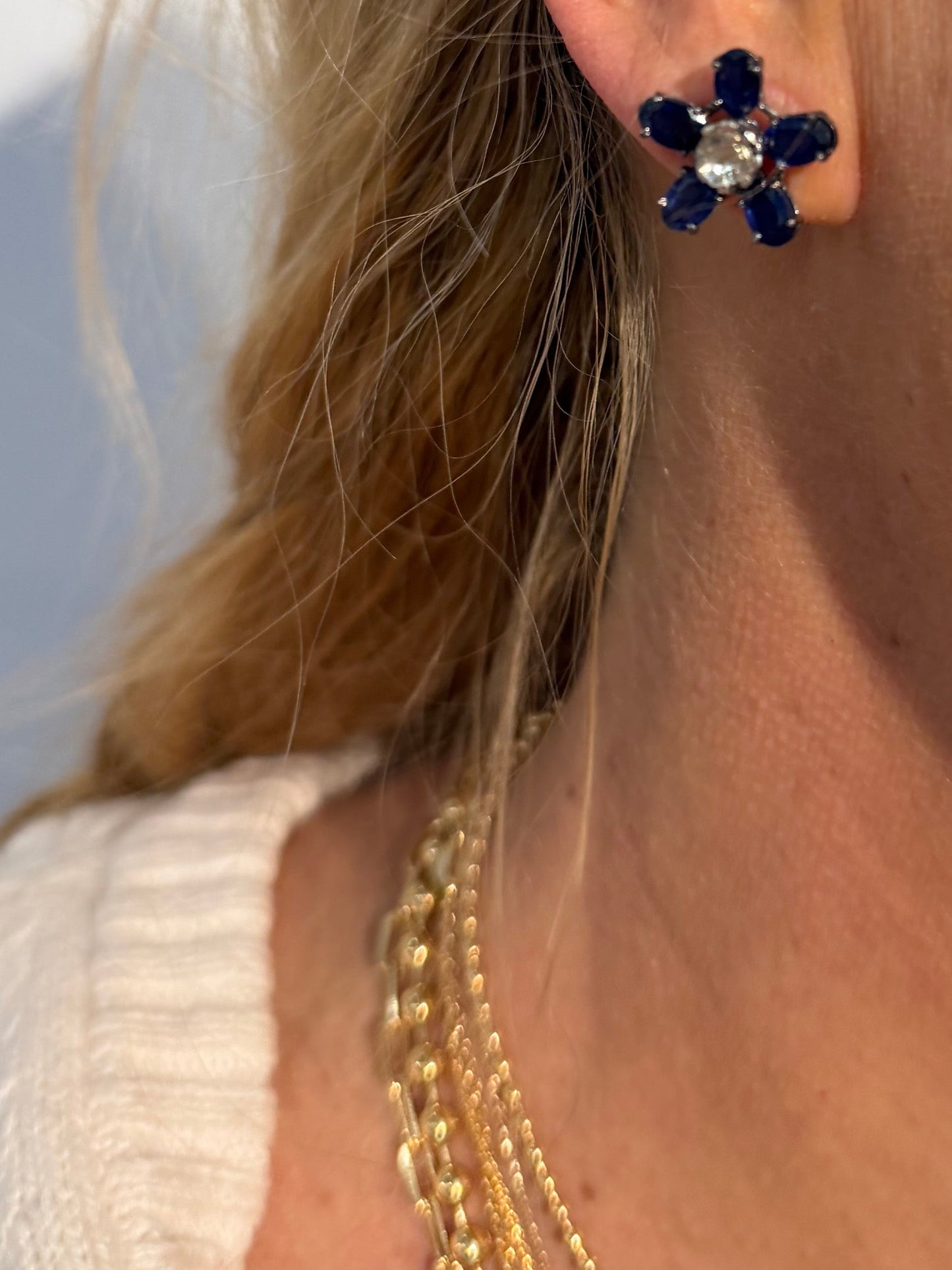 Flower and Diamond Earrings