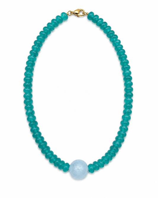 Aquamarine and Blue Agate Necklace
