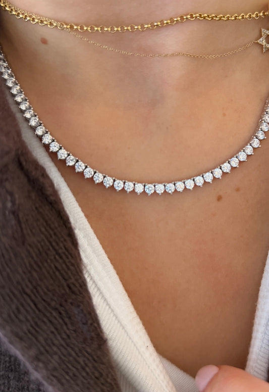 Three Prong Tennis Necklace