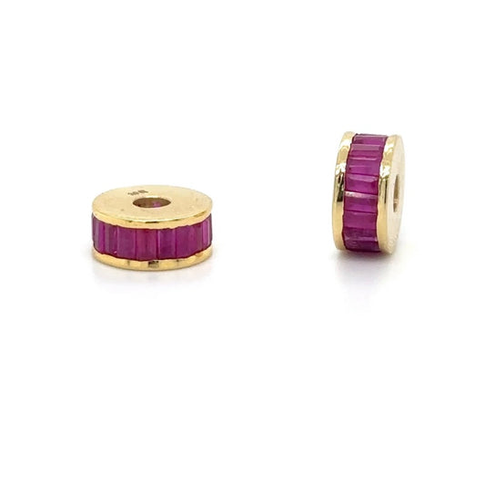 14k Gold Baguette Rondelle Charms