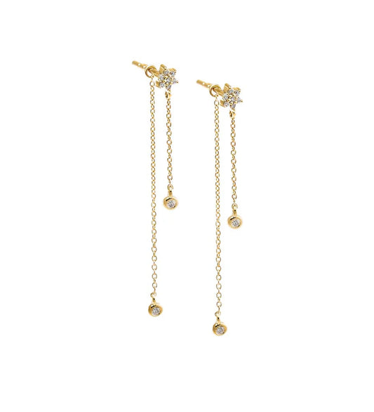 14k gold Flower Droplet Earrings