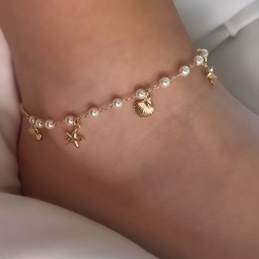 Seashell and Pearl Anklet