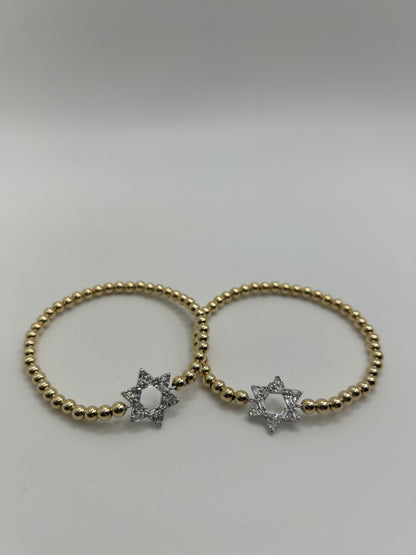 Star of David Gold filled beads