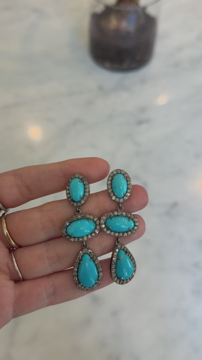 Turquoise Retro Drop Earrings